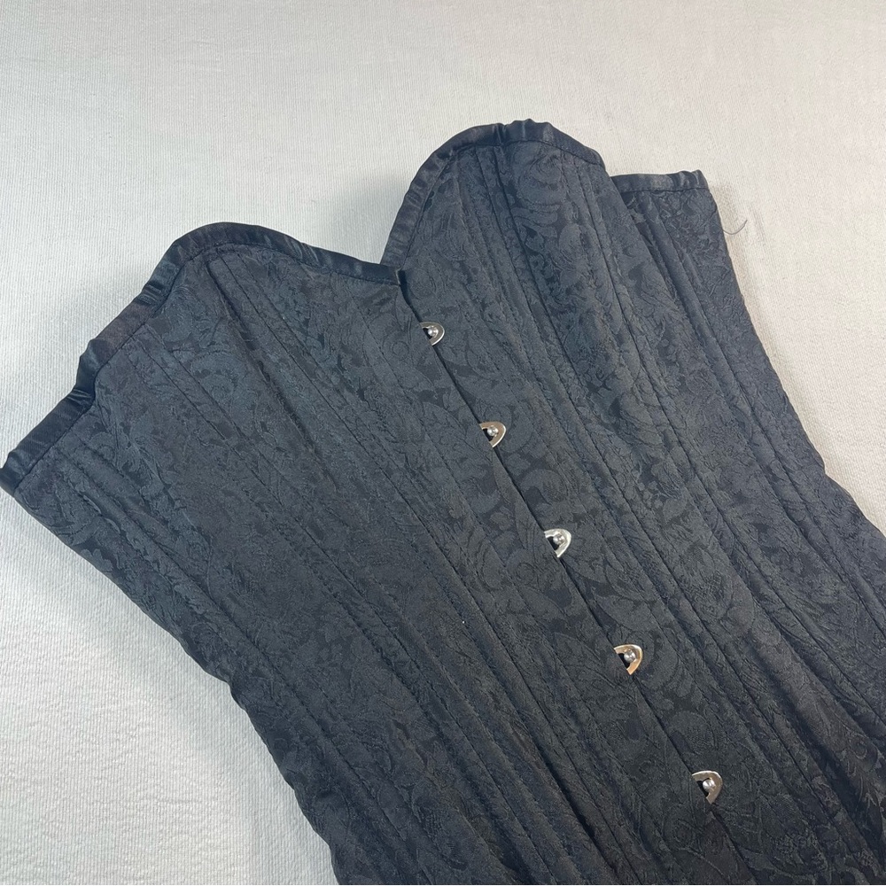 Black Corset lace-up boned waist trainer gothic whimsigoth renaissance witchy 22